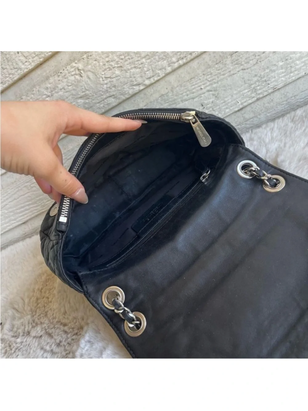 MICHAEL KORS Black Flap Cheyenne Jet Set Astor Crossbody Chain Shoulder Bag
